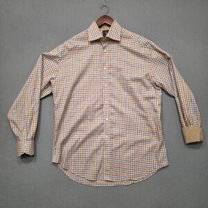 Tailorbyrd Men's Multicolor Plaid Long‎ Sleeve Button Up Flip Cuff Shirt Size L